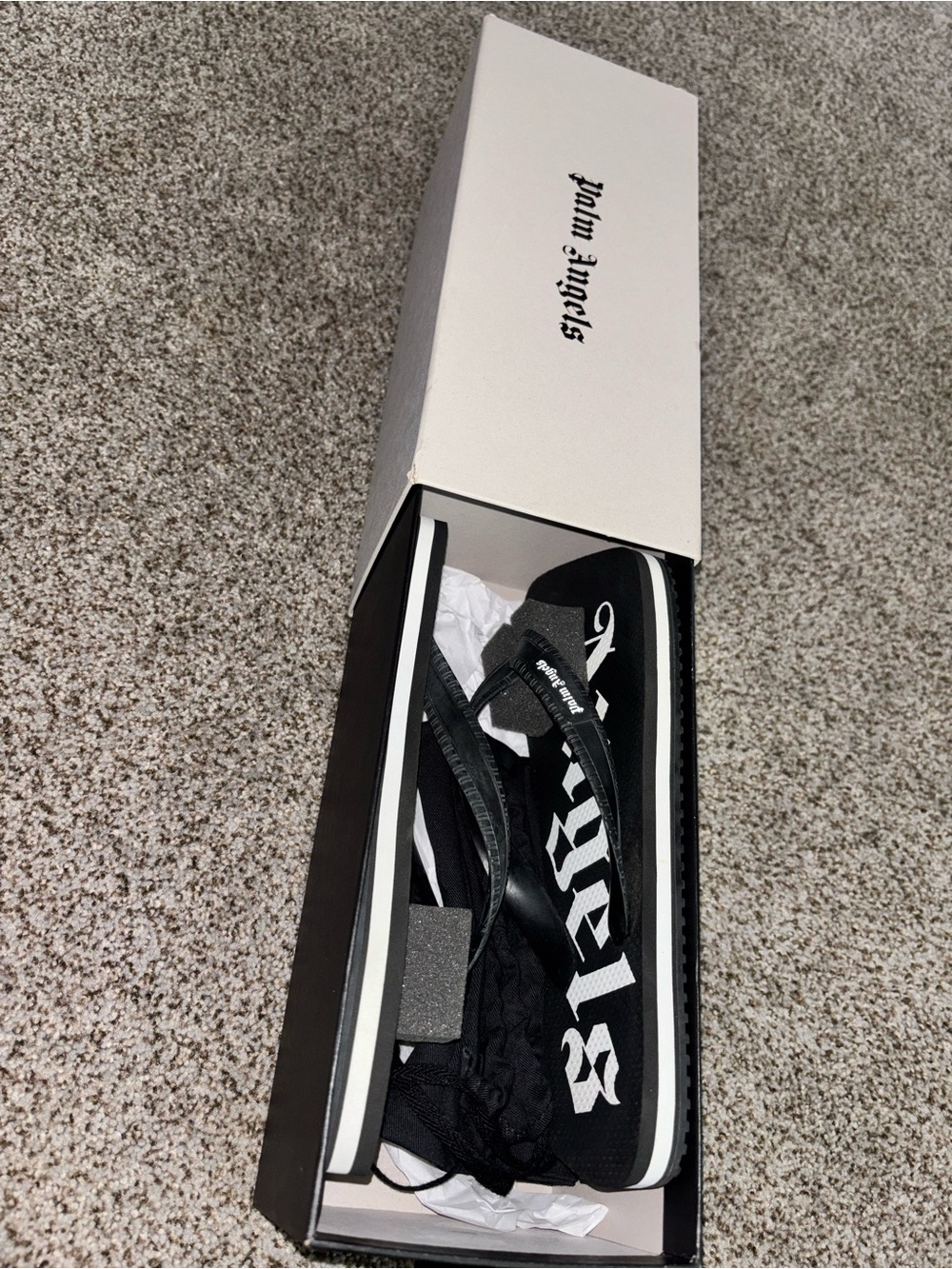 Palm Angels Black and White Logo Flip Flops - Picture 5 of 11